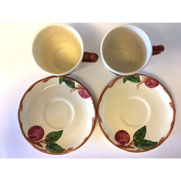 Franciscan Apple Cup and Saucer 1960s TV USA Backstamp Set of 2 - Picture 3 of 4